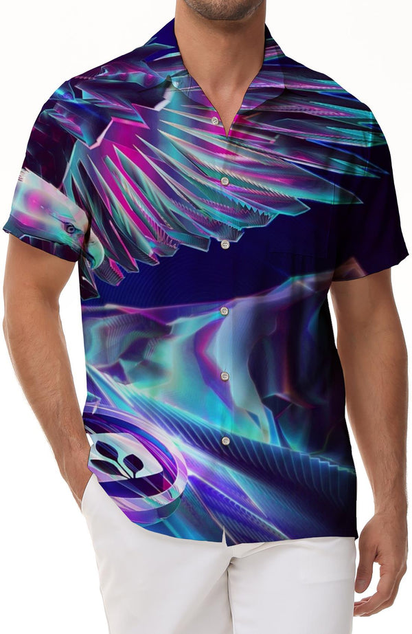 Men's Summer Mixed Color Abstract Shirt Lightweight Short Sleeve Button Shirt Casual Fashion Wear