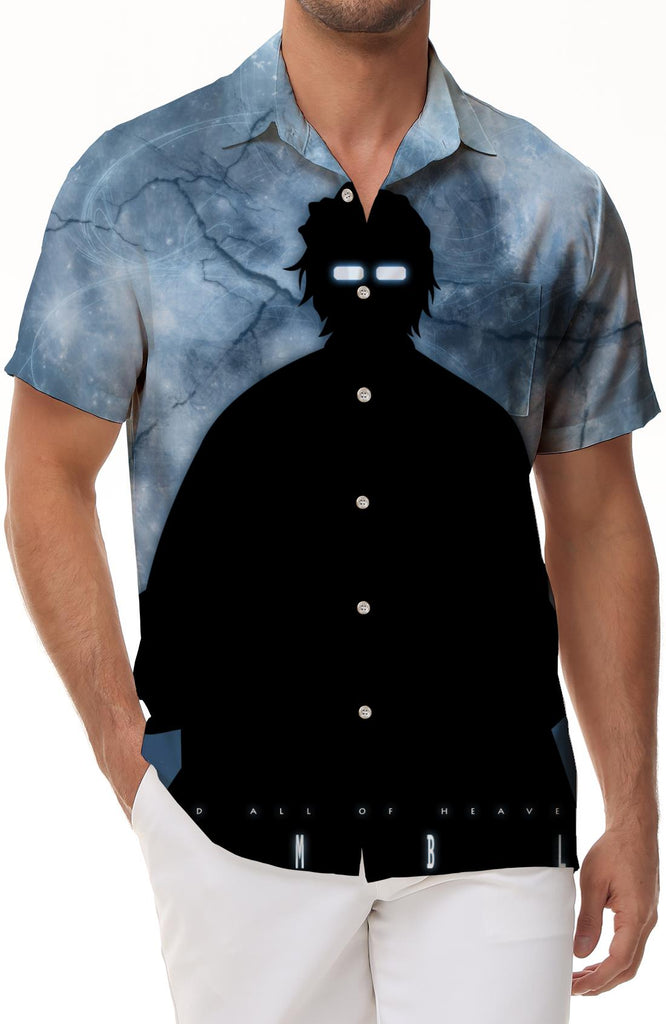Japanese anime silhouette Hawaii 3D print pattern men's casual beach vacation short-sleeved shirt top