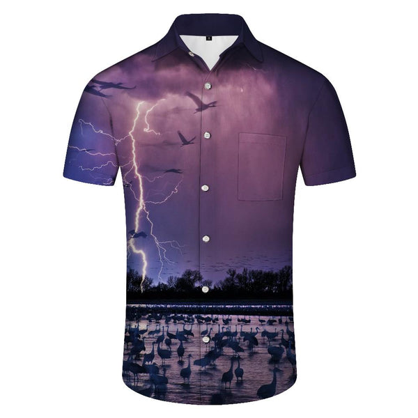 
Lightning Thunder Summer Casual Printed Button Short Sleeve Beach Shirt Men's Shirts Fun
                
