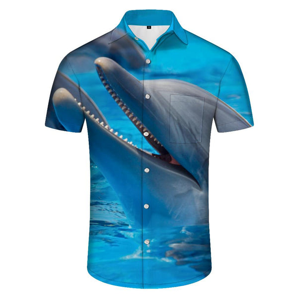 
Dolphin Fun Men's Seaside Shirt Short Sleeve Button Hawaiian Shirt Summer Casual Beach Shirt
                