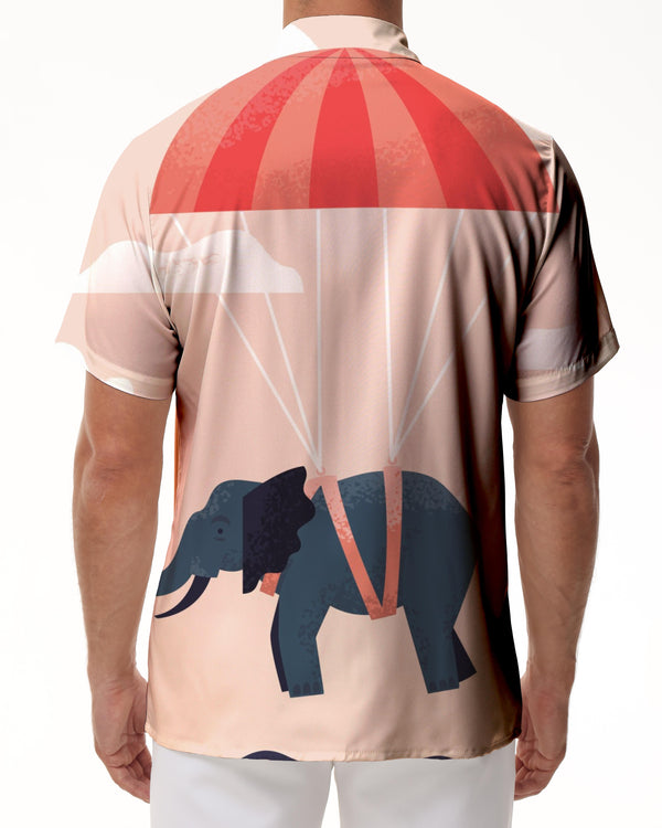 
Pink Men's Short Sleeve Shirt Funny Elephant Fashion Retro Style Hawaiian Men's Animal Button Shirt Elephant
                