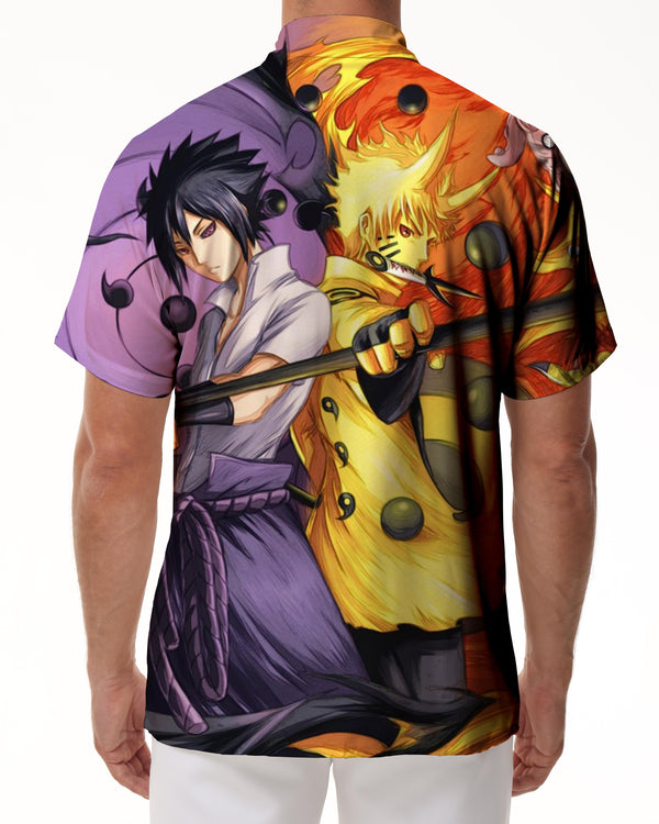 
Japanese cartoon anime color men's Hawaiian tropical four seasons button-down men's casual loose short-sleeved shirt loose tops
                