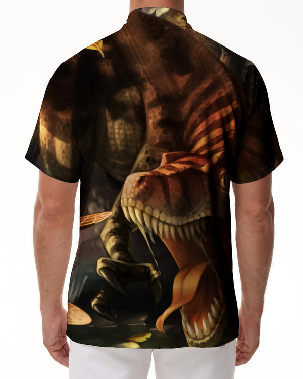 
Dinosaur Tropical Plants Button Down Short Sleeve Hawaiian Shirt Regular Fit Beach Summer Top
                
