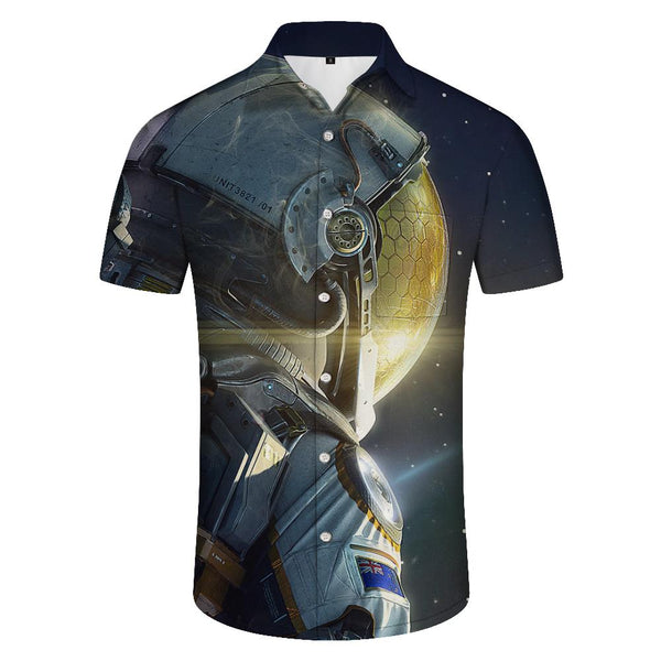 
Fantasy cool clothing print pattern astronaut with rain forest four seasons summer trend short-sleeved shirt top men's casual loose daily street outdoor fishing short-sleeved shirt tropical
                
