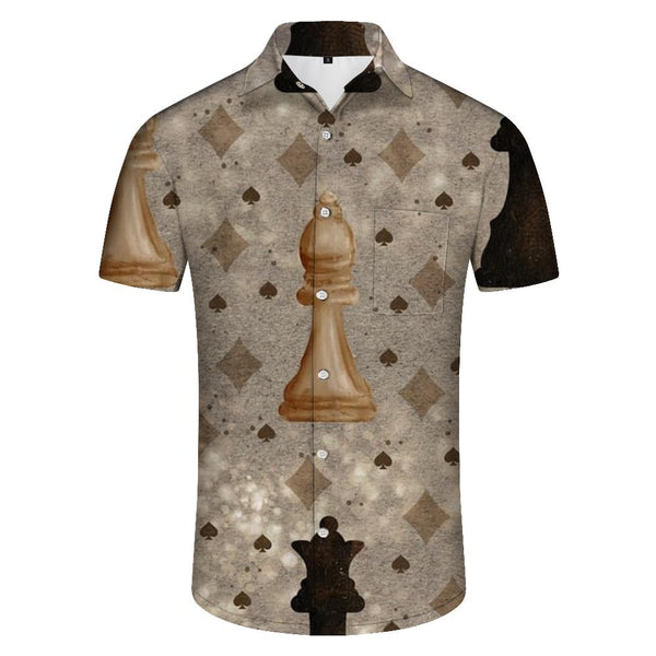 
Men's Chessman Pattern Button Short Sleeve Hawaiian Shirt Tropical Beach Shirt Holiday Party
                