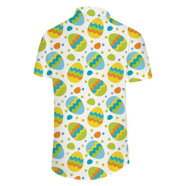 
Funny Egg Hawaiian Button Lapel Pattern Style Men's Loose Outdoor Travel Short Sleeve Shirt Top
                
