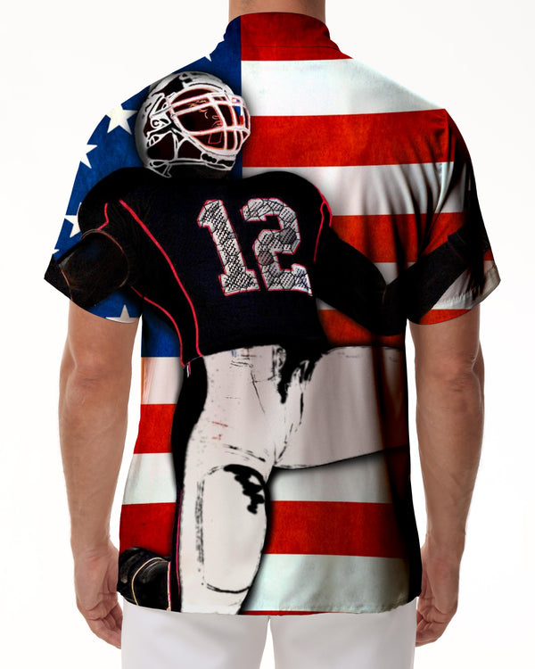 
American Flag Football Graphic Men's Printed Graphic Sports Short Sleeve Shirt Lapel Button Casual
                
