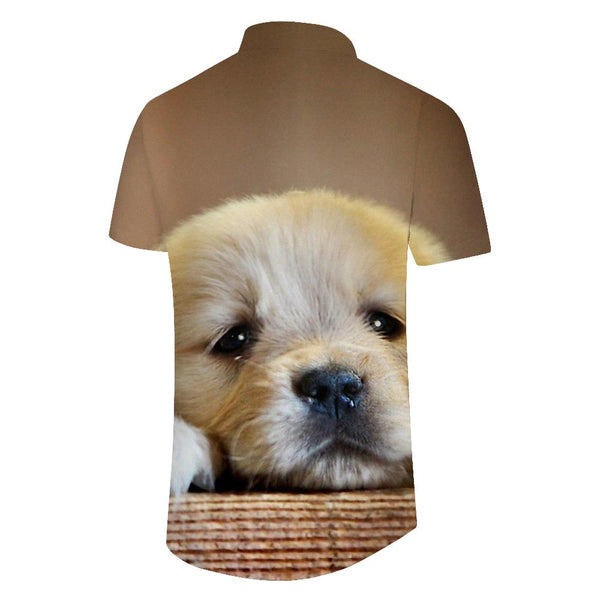 
Puppy Pet Print Men's Casual Short Sleeve Button Shirt Loose Tropical Summer Beach Shirt Men
                