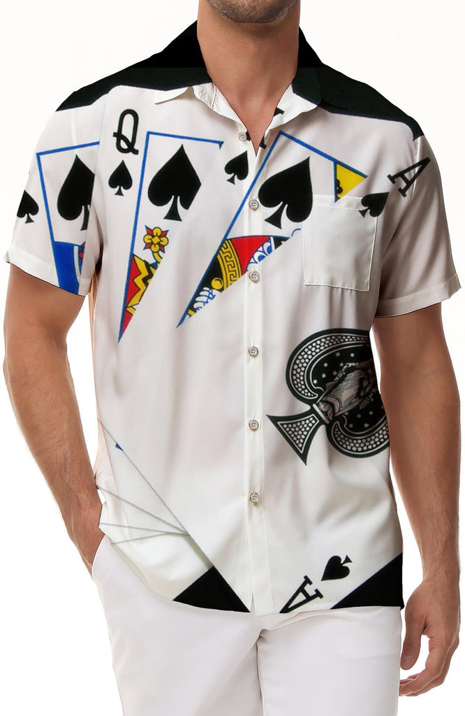 Poker men's fun Hawaiian shirt short sleeve men's casual comfortable breathable loose daily street outdoor fishing