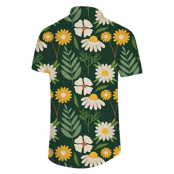 
Hawaiian style fashion flower pattern button-down lapel pocket men's casual loose vacation beach party shirt
                