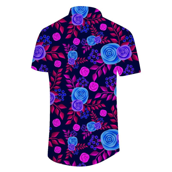 
Bright Rose Men's Loose Casual Beach Comfortable Fashion Casual Loose Summer Short Sleeve Button Shirt
                