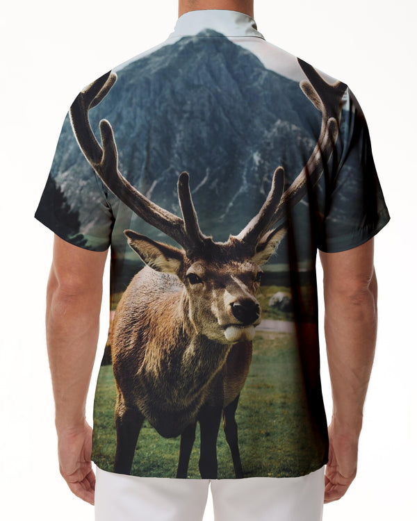 
Deer Men's Wildlife Vacation Beach Short Sleeve Loose Casual Shirt Summer Tops with Pockets
                