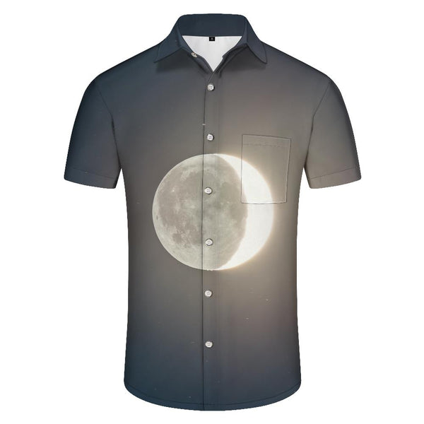 
Moon Men's Casual Short Sleeve Shirt Hawaiian Shirt Men's Casual Tropical Short Sleeve Beach Shirt Tops
                