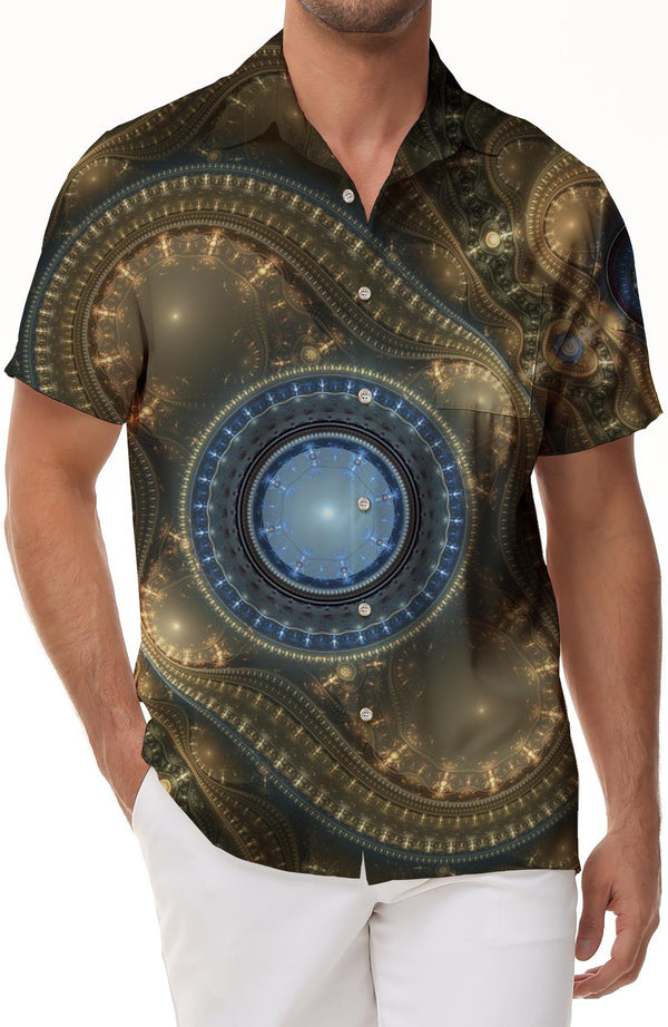 Gorgeous Vintage Shiny Ceiling Lights Men's Casual Short Sleeve Hawaiian Shirt Casual Beach Shirt Short Sleeve