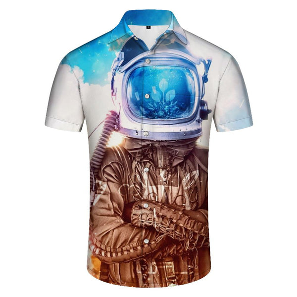 
Men's casual fashion astronaut Hawaiian shirt space button down Hawaiian shirt short sleeve
                