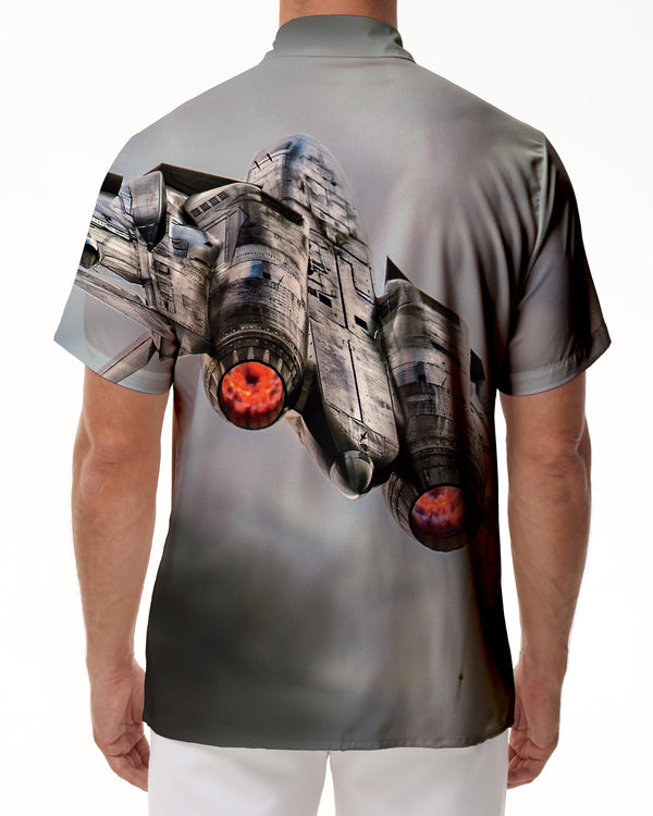 
Spaceship Mens Hawaiian Shirt Casual Short Sleeve Shirt Summer Hawaiian Button Fashion Lapel Button
                