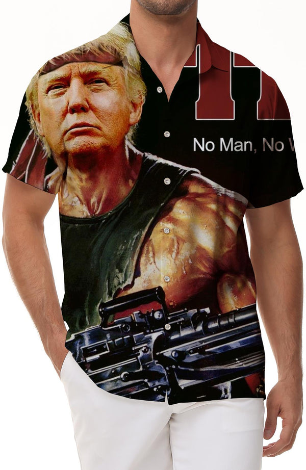 Trump muscle hand holding 98k US President tropical four seasons Hawaii short-sleeved shirt casual style daily travel short-sleeved shirt seaside