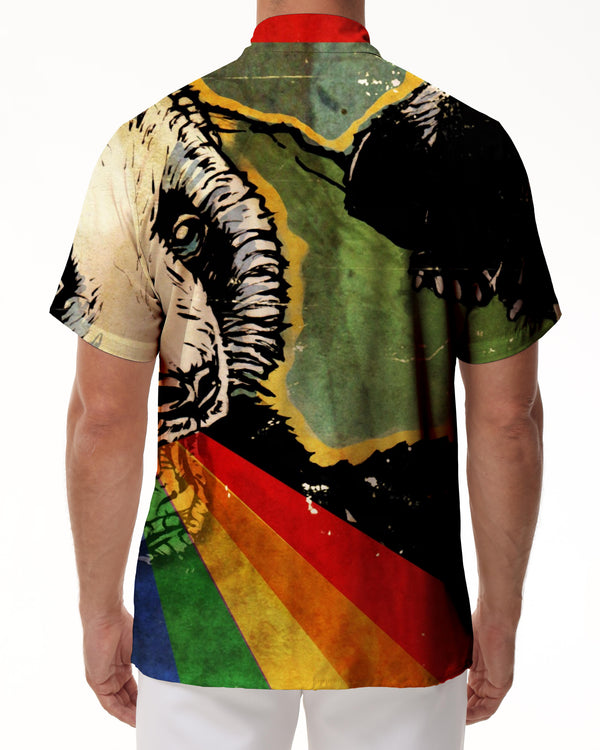 
Colorful Button Pocket Lapel Hawaiian Casual Loose Style Men's Panda Print Shirt Short Sleeve Loose Fashion Shirt Animal Summer Print Top
                