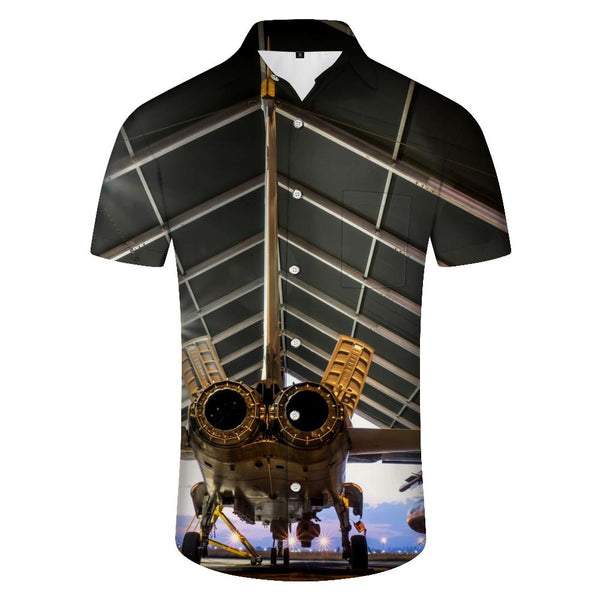 
Perfect for the beach summer shirts jet fighter print mens casual fashion regular fit short sleeve button down shirt
                
