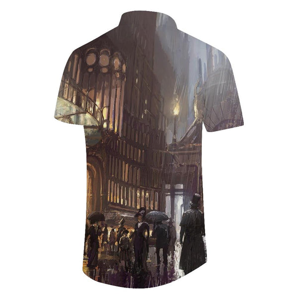 
Spanish street art oil painting prints ah men's casual button-down short-sleeved retro Hawaiian shirt tropical rainforest clothing
                