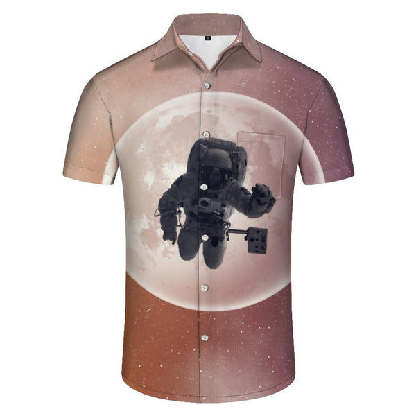 
Lunar Astronaut Space Men's Short Sleeve Shirt Button Collar Shirt with Pockets 3D Digital Printing Hawaiian Button Pocket Lapel Beach Party
                