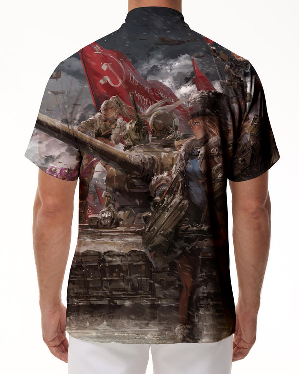 
Anime shirts HD tank battle men's casual design Hawaiian shirts fun men's summer beach shirts tropical
                