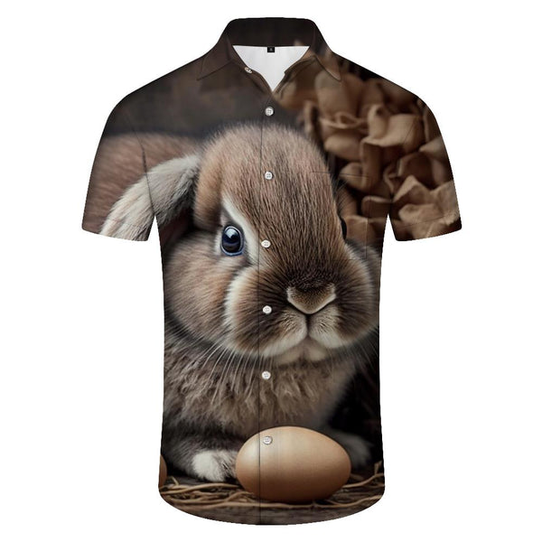 
Men's Casual Loose Hawaiian Shirt Cute Bunny Short Sleeve Button Lapel Beach Shirt Tropical Vacation Beach Shirt
                