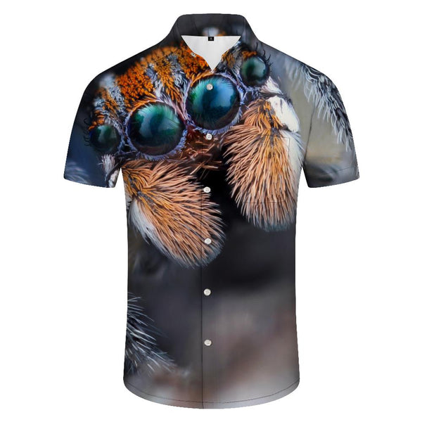 
Four-eye spider men's printed animal casual short-sleeved loose fashion design hip-hop short-sleeved shirt
                