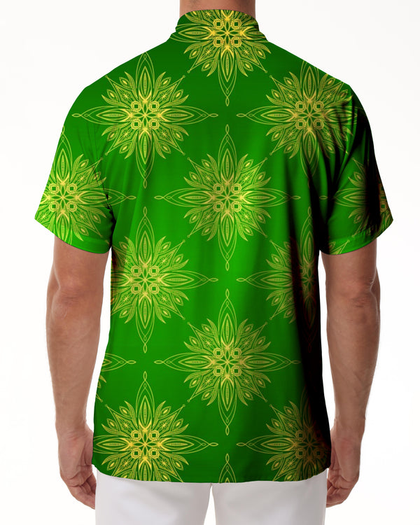 
Green flower digital print summer beach shirt Hawaiian button pocket men's casual short sleeve button shirt beach seaside
                