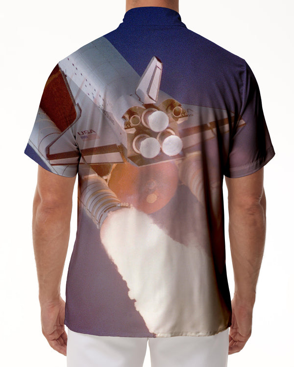 
Rocket Ship NASA Style Men's Button Down Shirt Short Sleeve Lapel Casual Shirt Top Loose
                