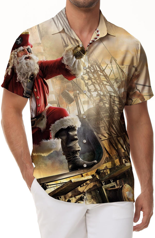 
New Santa Claus casual short-sleeved shirt 3d print fashion Christmas shirt men's clothing tops
                