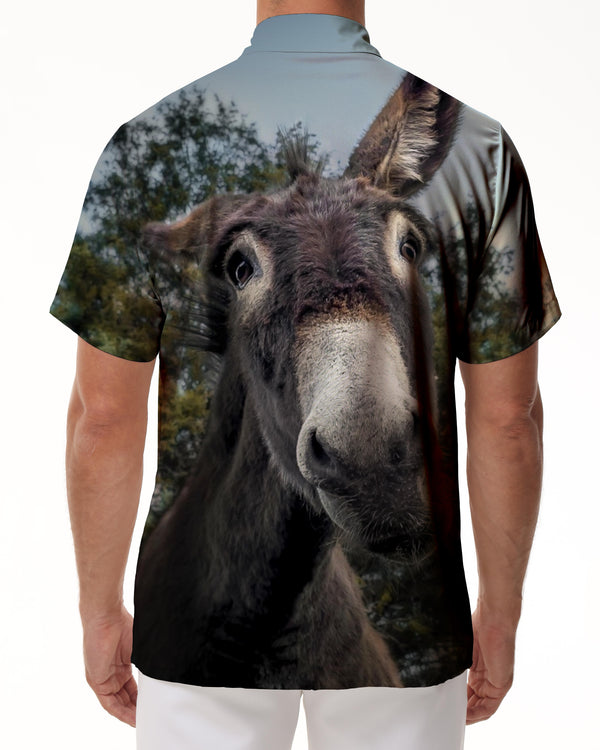 
Silly Animal Donkey Tropical Rainforest Men's Casual Style Short Sleeve Shirt Hawaiian Button Lapel Pocket Shirt Short Sleeve Men's Casual
                
