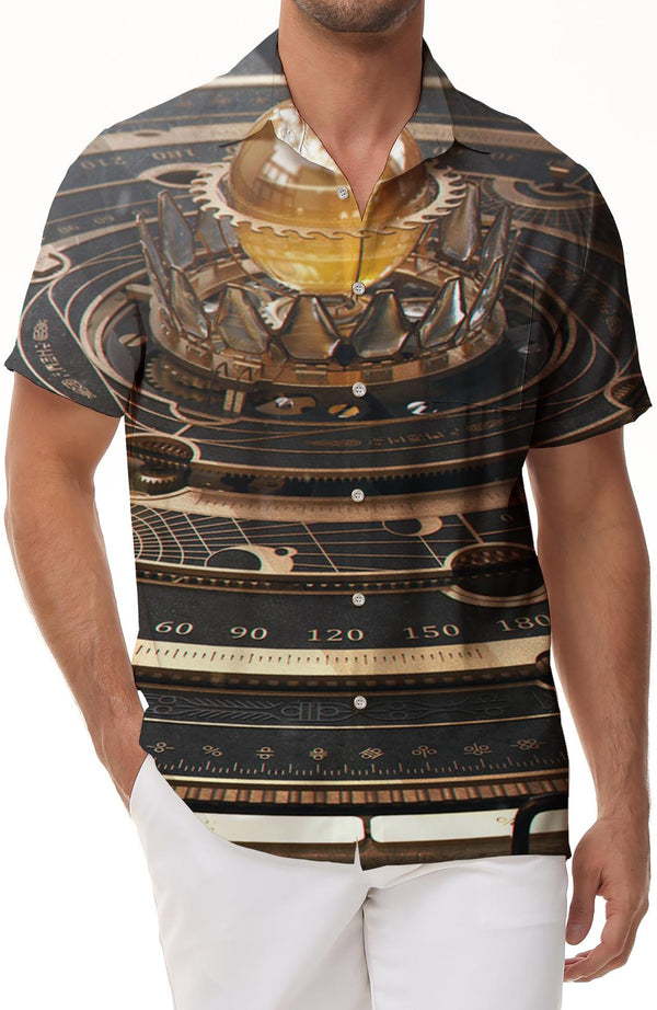 Macau Casino Pattern 3D Printing Men's Street Daily Short Sleeve Button Fashion Shirt Casual Breathable Designer