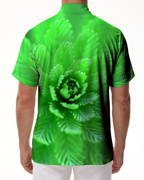 
Green personalized men's casual shirt for daily street travel print tropical fun Hawaiian button lapel short sleeve shirt pocket
                