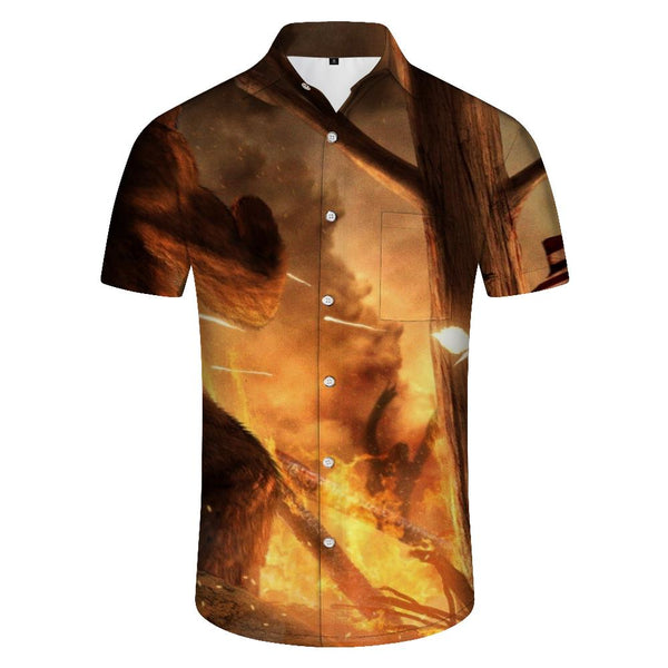 
War Flame Shirt Hawaiian Short Sleeve Fashion Casual Short Sleeve Shirt Pattern Button Pocket Lapel Top Shirt Short Sleeve
                