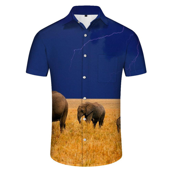 
Wild Savannah African Wildlife Elephant Men's Short Sleeve Shirt Casual Button Summer Beach Shirt Classic Fit Short Sleeve Top Shirt Mixed Color
                