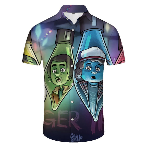 
Alien Personalized Light Bulb Print Cuban Collar Short Sleeve Shirt Perfect Beach and Casual Wear for Men
                