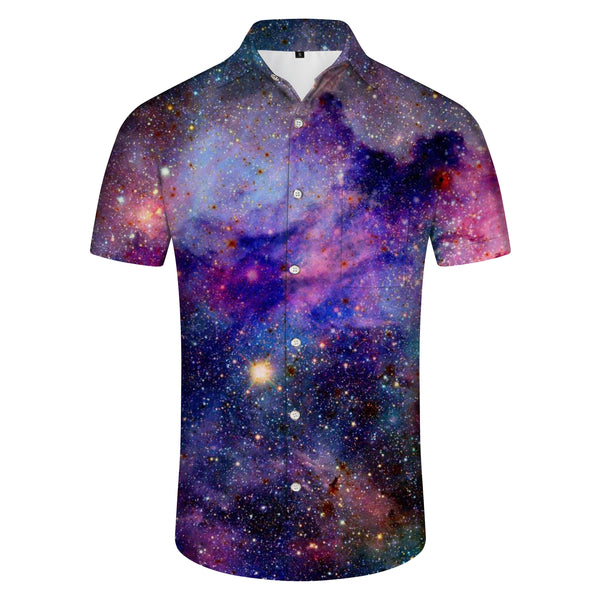 
Digital 3D Printed Street Lapel Printed Men's Button Cropped Casual Tops Men's Short Sleeve Shirt
                