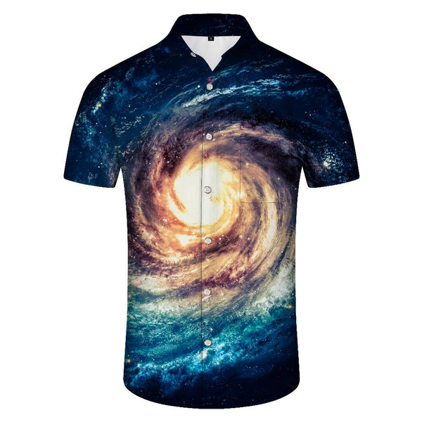 
Starry Sky Swirl Casual Loose Men's Hawaiian Button-Down Lapel Beach Casual Short Sleeve Button-Down Shirt
                
