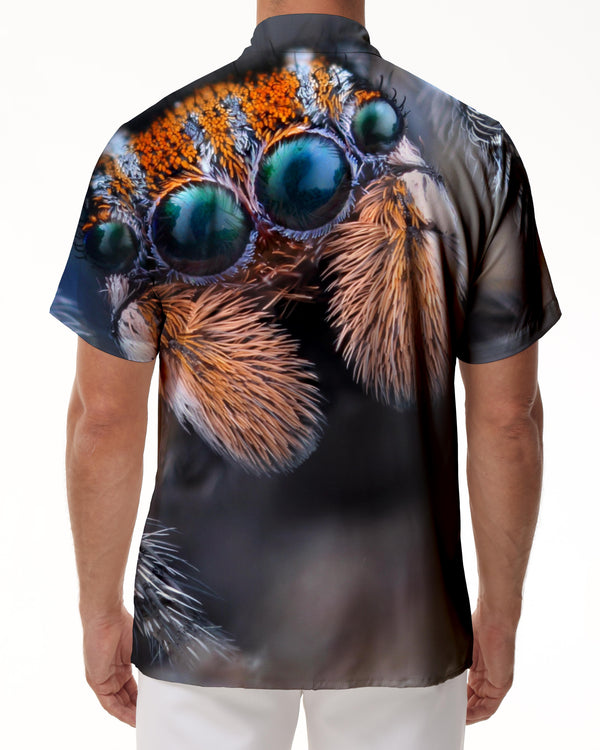 
Four-eye spider men's printed animal casual short-sleeved loose fashion design hip-hop short-sleeved shirt
                