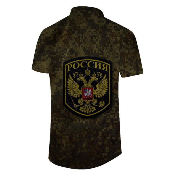 
Camouflage Men's Digital Printing Russian Logo Short Sleeve Casual Loose Lapel Russian Flag Short Sleeve Sports Top Beach Clothing
                