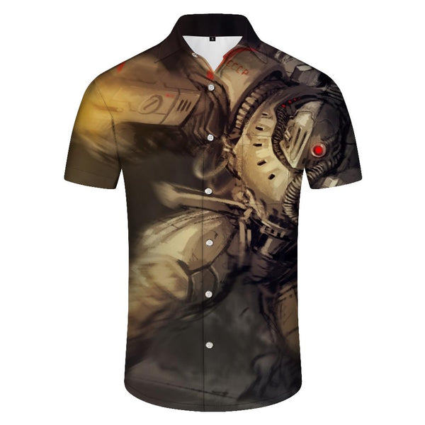 
Tech Robot Printed Hawaiian Shirt Men's Casual Summer Beach Leisure Short Sleeve Button Shirt Vacation
                