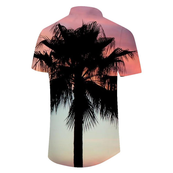 
Coconut Tree Hawaii Digital Print Casual Men's Summer Short Sleeve Polyester Shirt Casual Button Shirt Palm Tree
                