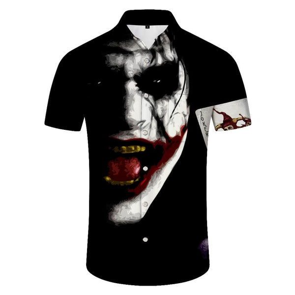 
Black Horror Crazy Clown Summer Men's Short Sleeve Beach Shirt Versatile 3D Printing Casual Fashion Street Trend Short Sleeve Shirt Men
                