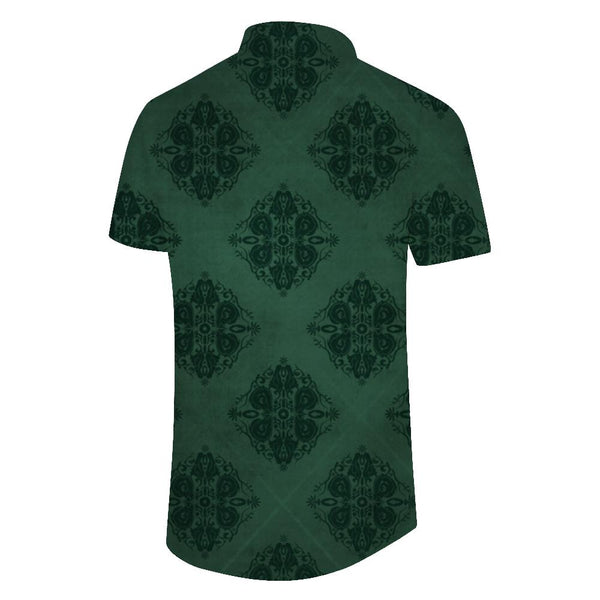 
Vintage Green Pattern Style Hawaiian Short Sleeve Shirt with Pockets Men's Casual Button Shirt Beach Wear
                