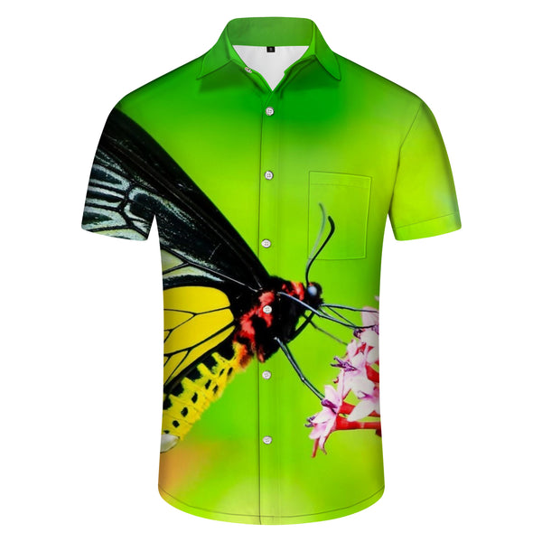 
Fashion Summer Hawaiian Beach Tops Men's Casual Short Sleeve Shirt Breathable and Comfortable Spring Floral Butterfly
                