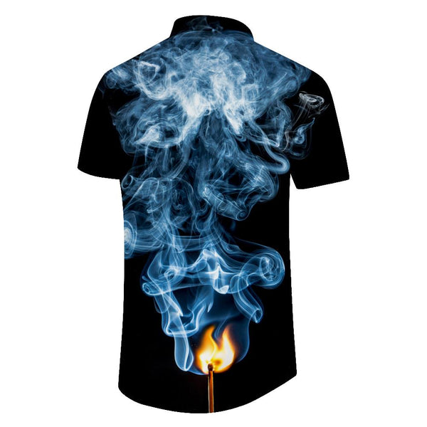 
Black burning mist Hawaii 3d digital printing short-sleeved shirt tropical leisure summer fashion short-sleeved shirt men's
                