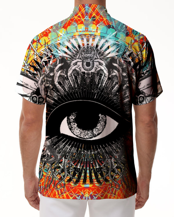 
Egyptian Summer Art Black and White Eyes Casual Short Sleeve Shirt Men's Casual Street Loose Breathable Fashion Tops
                
