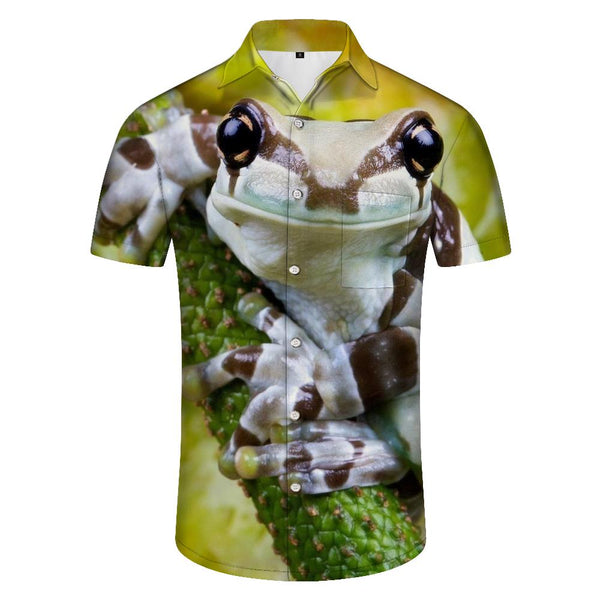
Men's Printed Hawaiian Button-Down Lapel Pocket Short Sleeve Shirt Frog Hawaiian Shirt Short Sleeve
                
