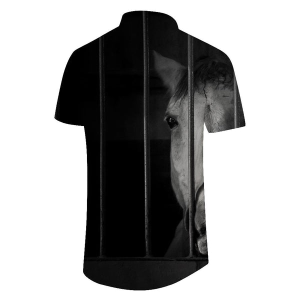 
Black Horse Summer Beach Hawaiian Shirt With Pocket Shirt Short Sleeve Casual Men's Shirts Men
                